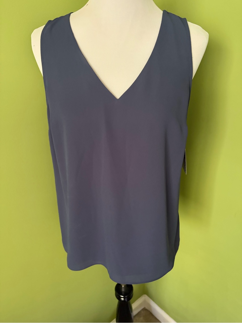 Nine West Sleeveless V-Neck Tank Top in Slate Blue